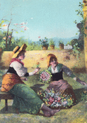 Fleurs joyeuses en tableau en plein air